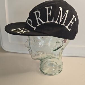 Supreme Black Hat with White Lettering